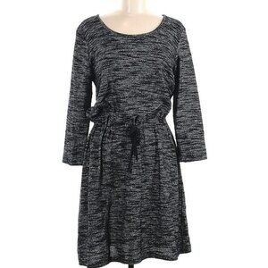 Ann Taylor Loft Women's Knee Length Dress Size XS Grey Black Long Sleeves Fall